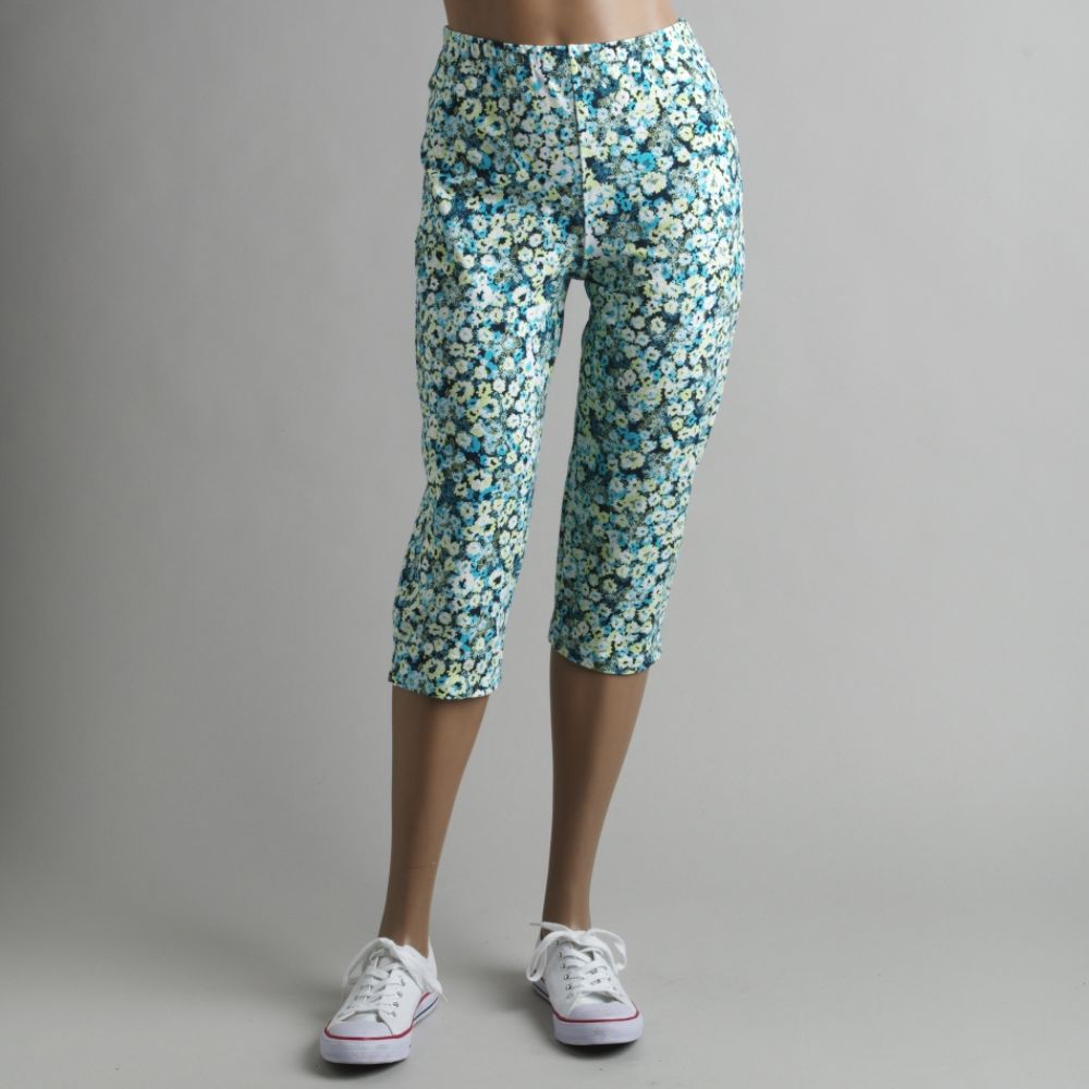 Basic Editions Women's Printed Knit Capri Legging