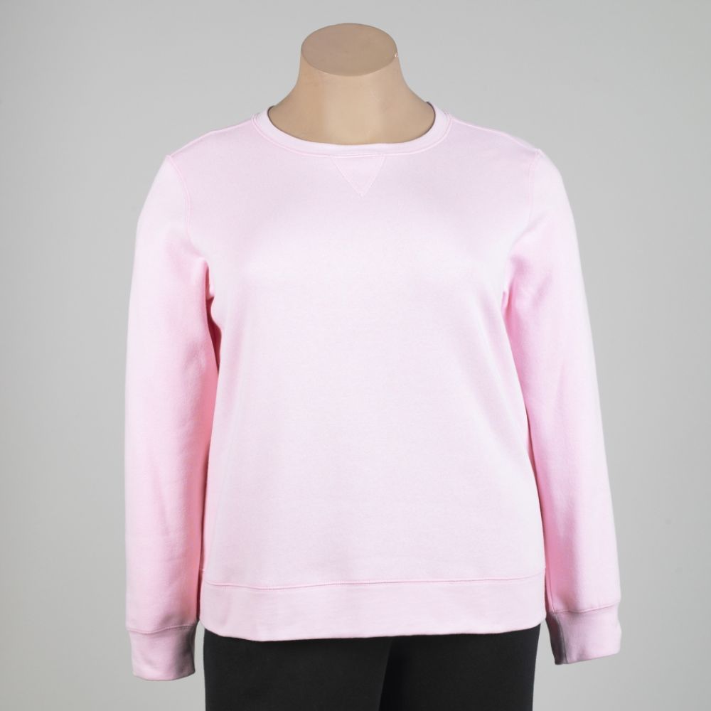 Joe Boxer Women's Plus Basic Crew Neck Fleece Top