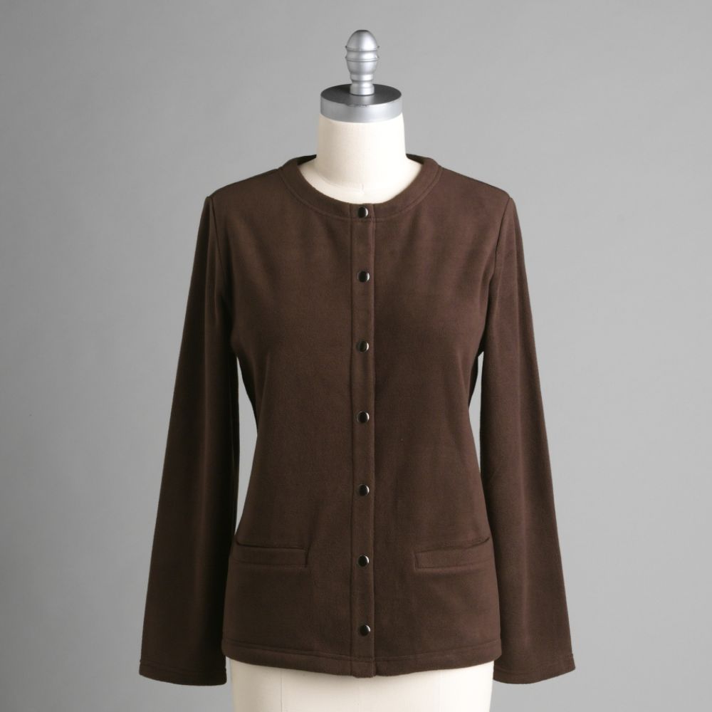 Basic Editions Women's Snap Front Fleece Jacket