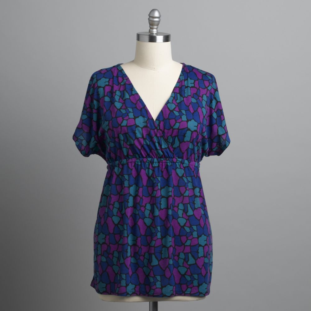 Route 66 Women's Plus Printed Surplice Top