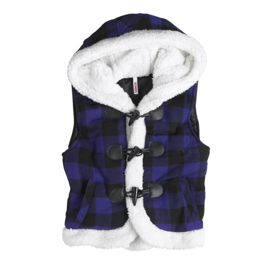 Bongo Junior's Plaid Hooded Sherpa Vest