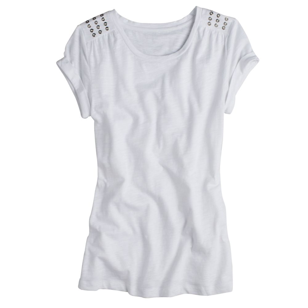 Glo Junior's Plus Stud Shoulder 100% Cotton Solid Tee
