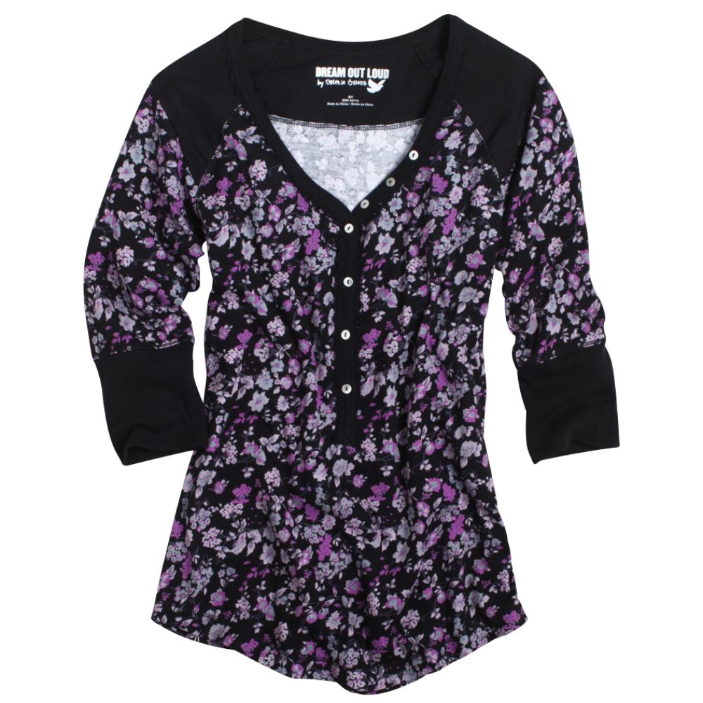 Dream Out Loud by Selena Gomez Junior's Floral Knit Henley