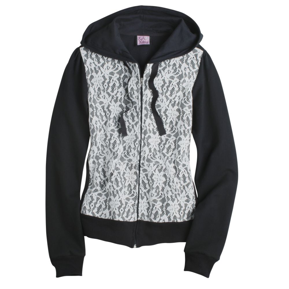 Bongo Junior's Plus Lace Front Zip Up Hoodie