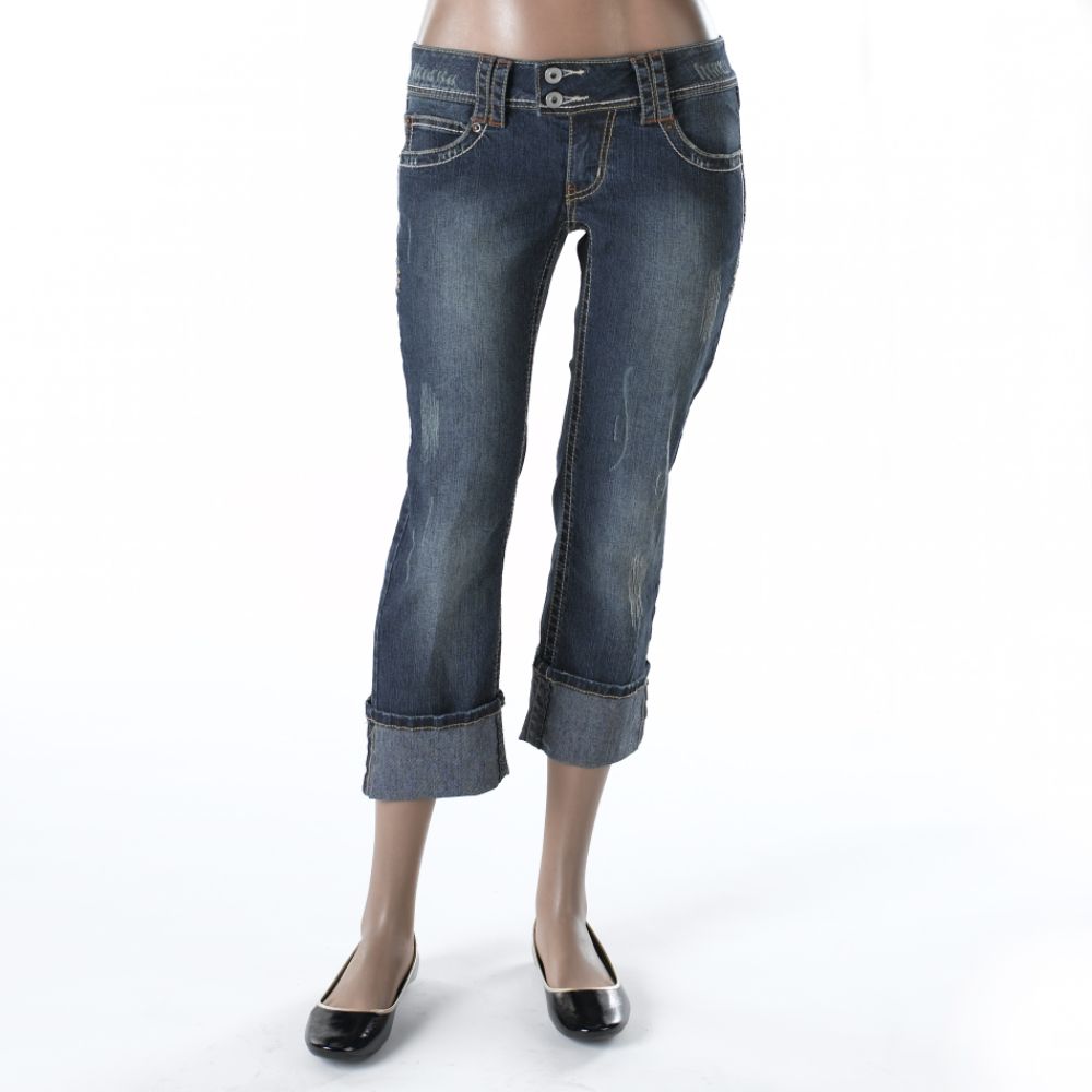 Piper & Blue Junior's Destructed Cuff Crop Pant