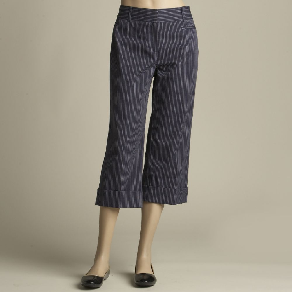 Attention Women's Pinstripe Cuff Capri