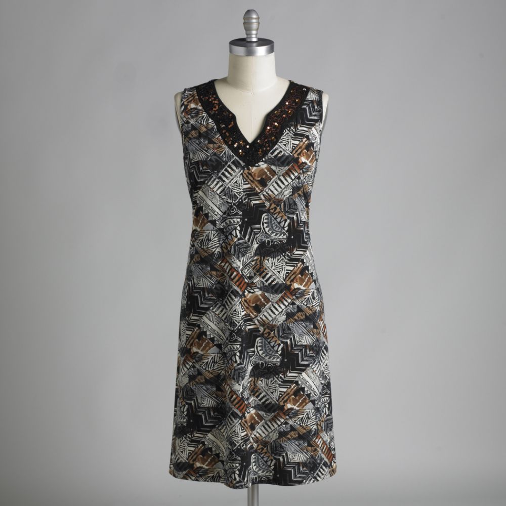 Jaclyn Smith Women's Plus Sleeveless Embellished Kurta Dress