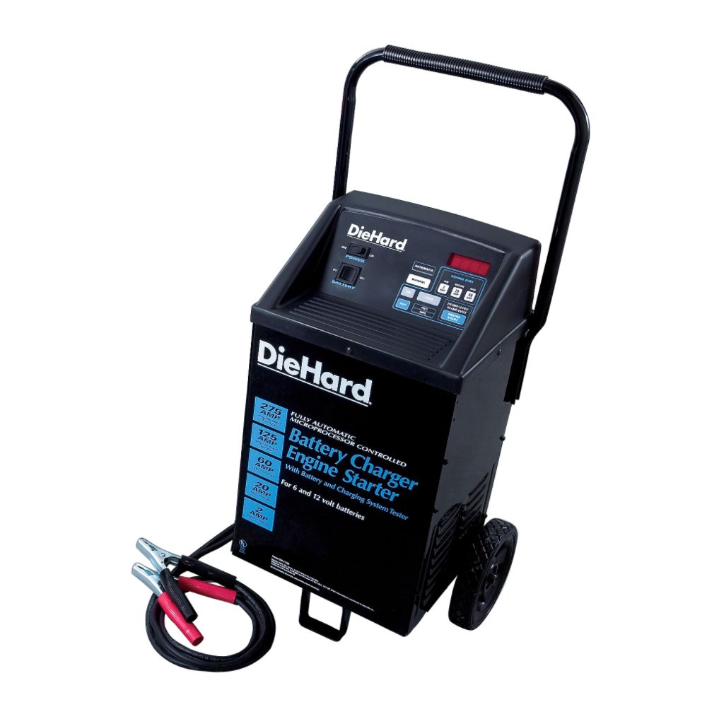 Platinum Microprocessor-Controlled Wheeled Battery Charger with Tester and GFCI Outlets