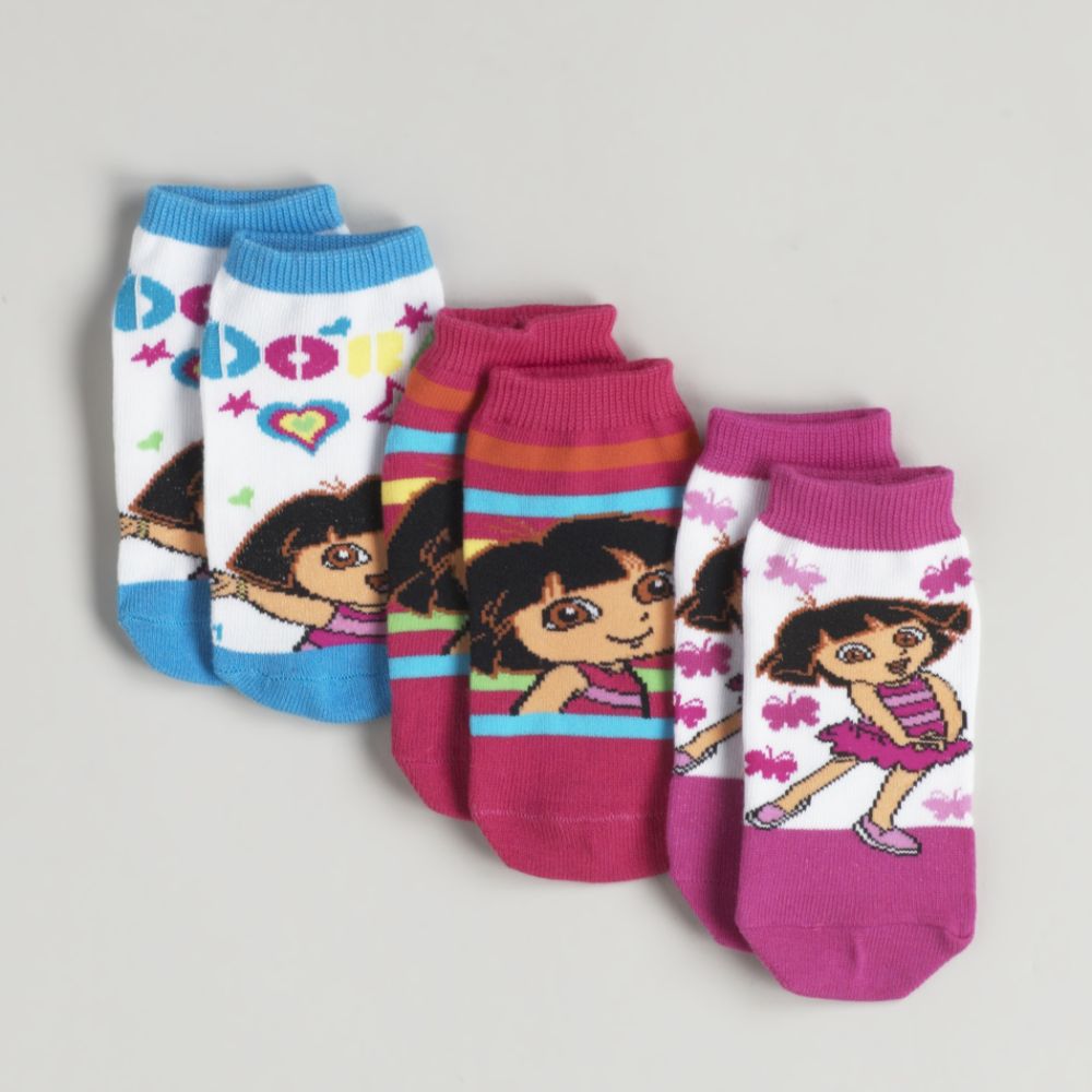 Dora The Explorer Girl's 4-16 3 Pack No Show Socks