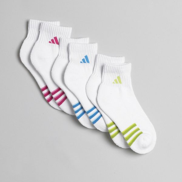 Adidas Girls 4 16 3 Pack Quarter Socks Size 8 95