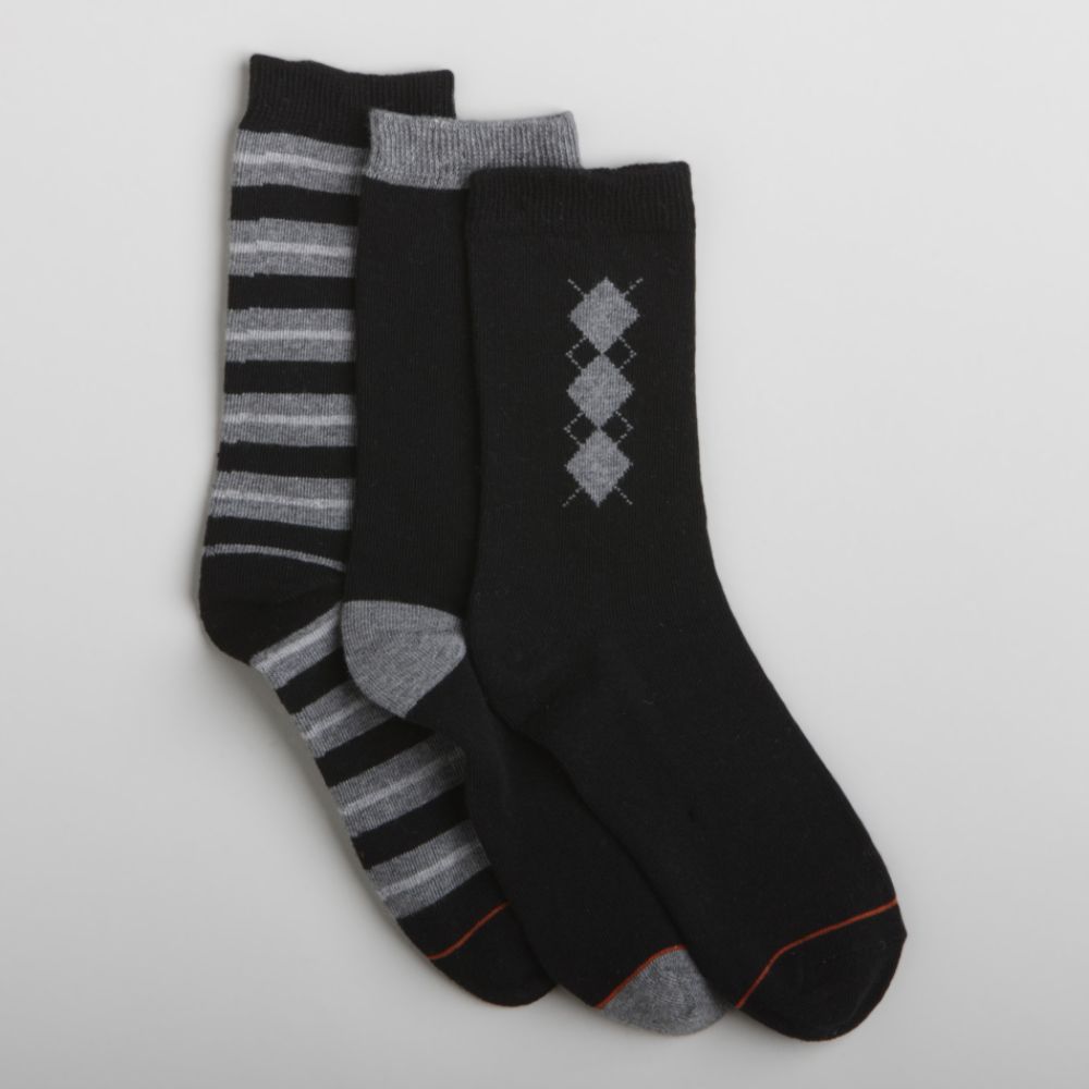 Boy's 6-11 3-Pair Assorted Preppy Print Crew Socks