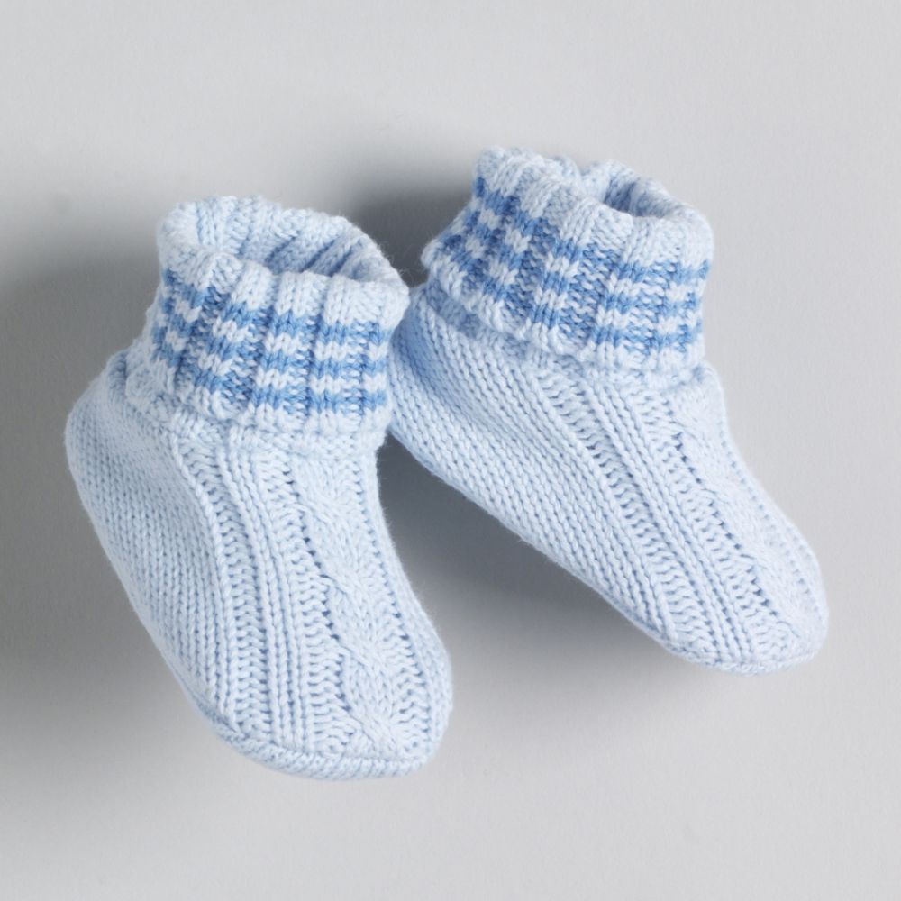 Little Wonders&nbsp; Newborn Boy's Cable Booties - Size 0-3 Months