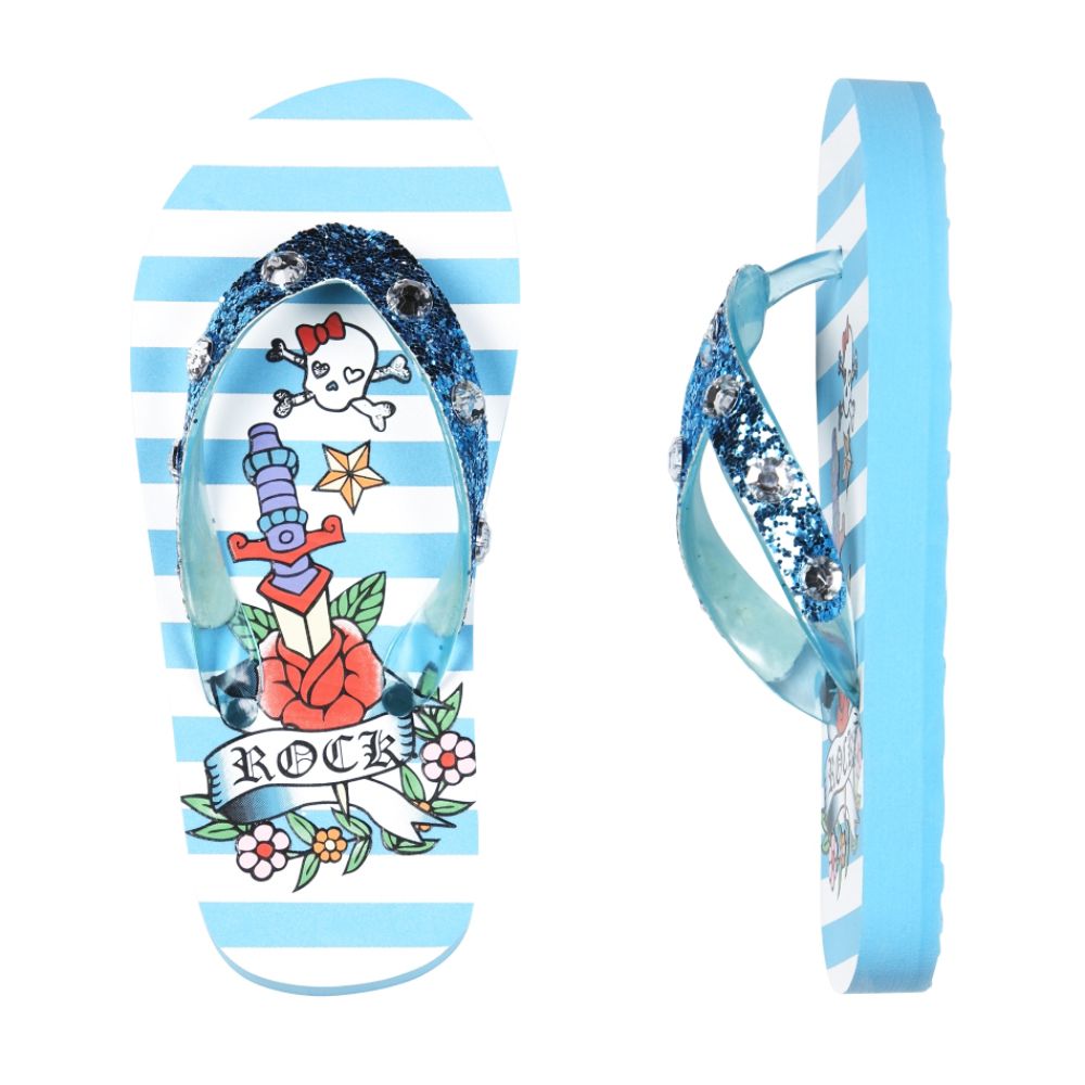 Joe Boxer Girl's 4-14 Tattoo Dagger Flip Flops. cute and festive!