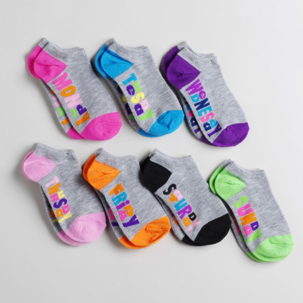 Joe Boxer Girl's 4-16 7 Pack Mon-Sun No Show Socks - Size 6-8.5 at Sears.com