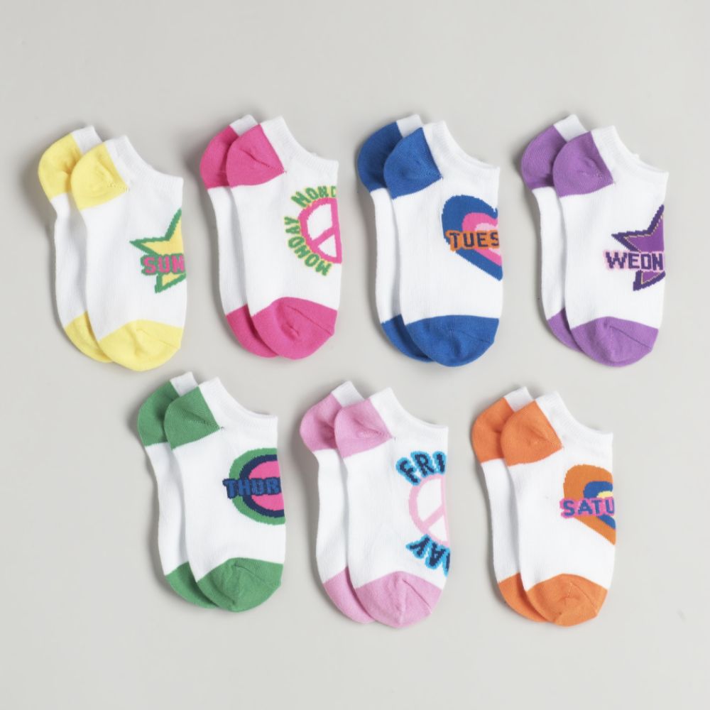 Joe Boxer Girl's 4-16 7 Pack Mon-Sun No Show Socks- Size 6-8.5 at Sears.com
