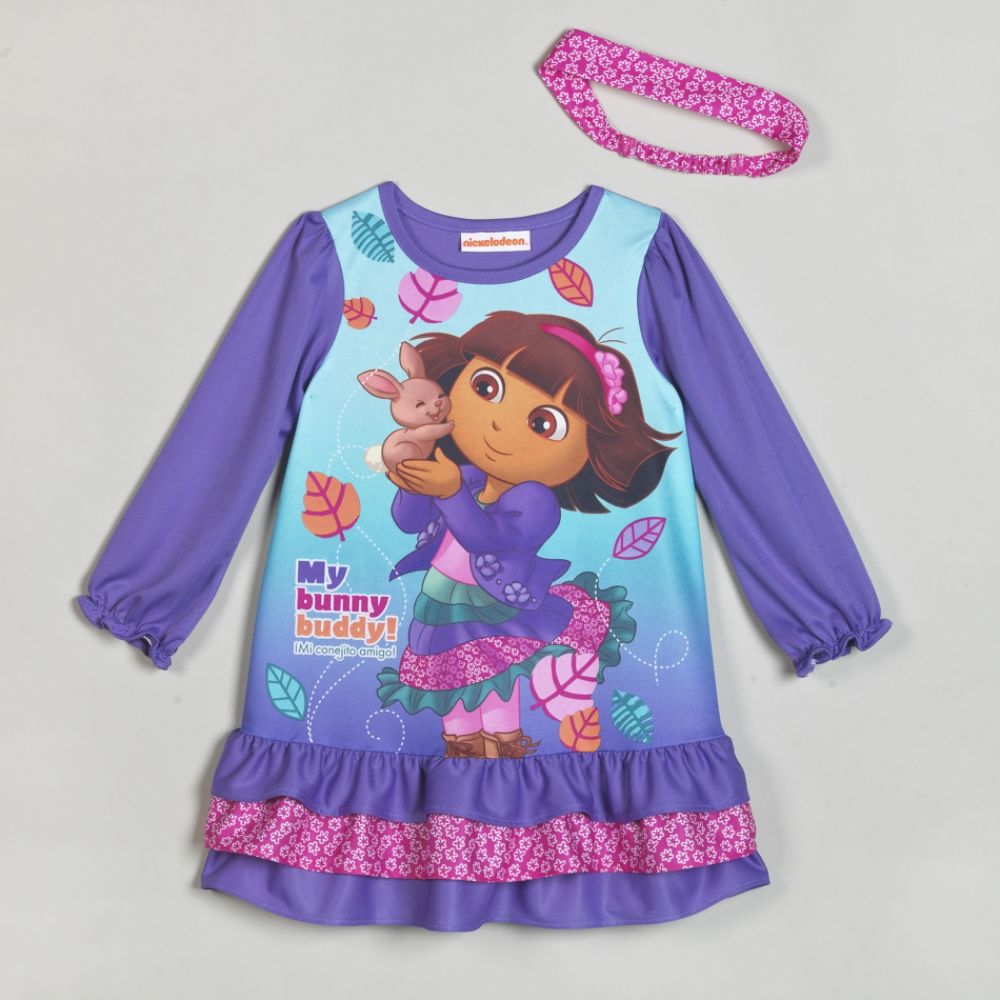 Nickelodeon Toddler Girl's Dora The Explorer Sleeping Gown & Hair
