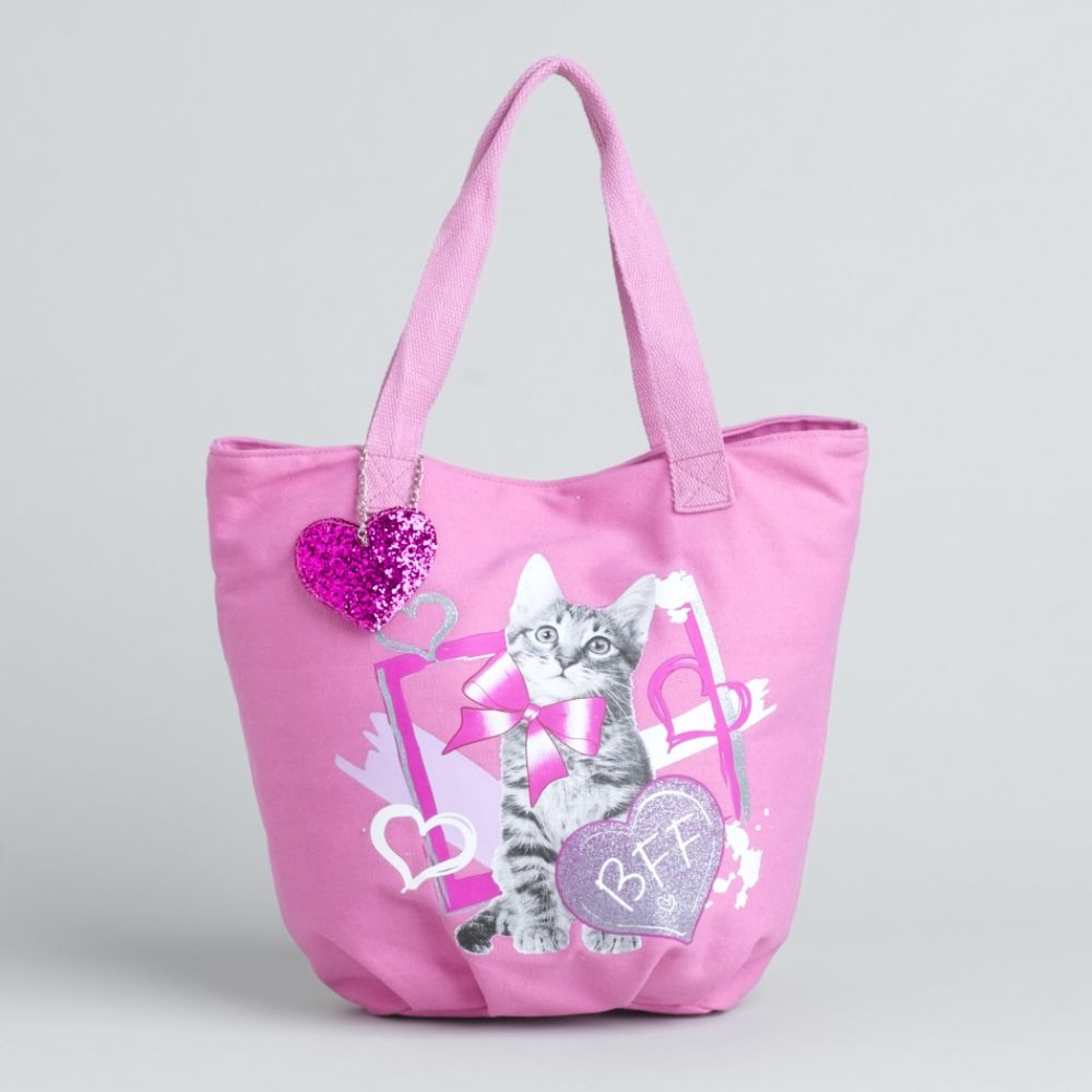 Accessories 22 Girl's Kitty & Heart Graphic Tote Bag