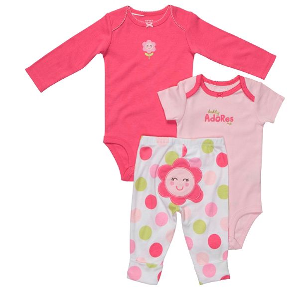 Carters Infant Girls 3 Piece Footsie Pink