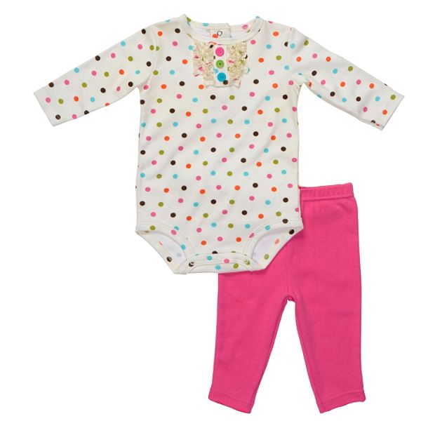 Carters Infant Girls 2 Piece Bodysuit Pantset Pink