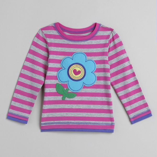 Carters Infant Girls Striped Tee With Flower Applique