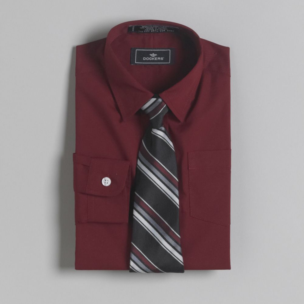 Dockers Toddler Boy's Dress Shirt And Diagonal Tie Set