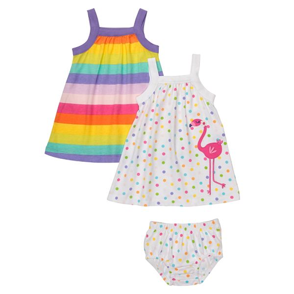 Carter's Infants Girl's 2-pack Flamingo Stripe Dot Dresses With Pant