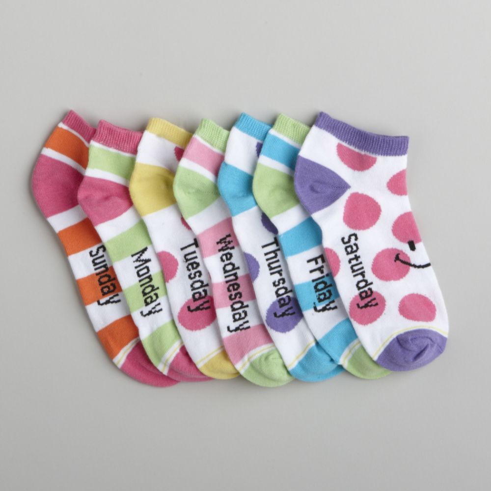 Joe Boxer Girl's 6-11 Seven-Pair Weekday Stripes No-Show Socks at Sears.com