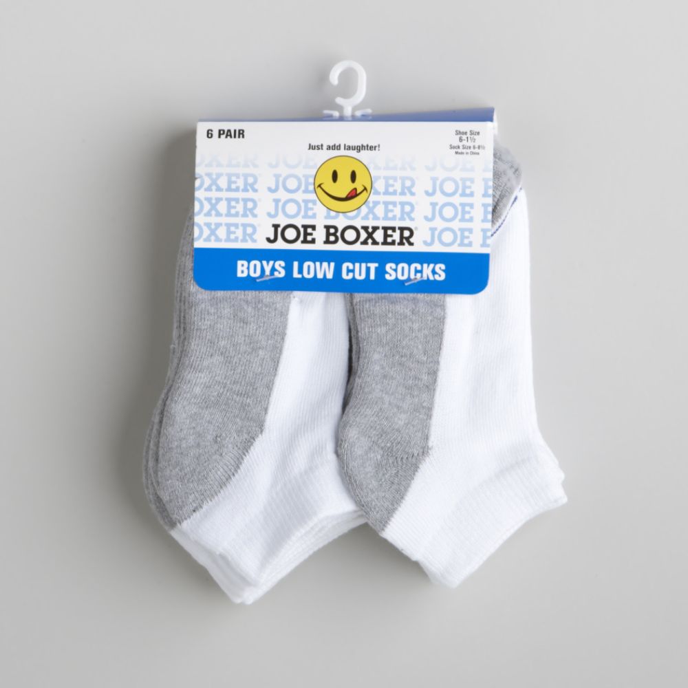 Joe Boxer Boy's 6-11 Six-Pair Low Cut Socks - Gray/White at Sears.com