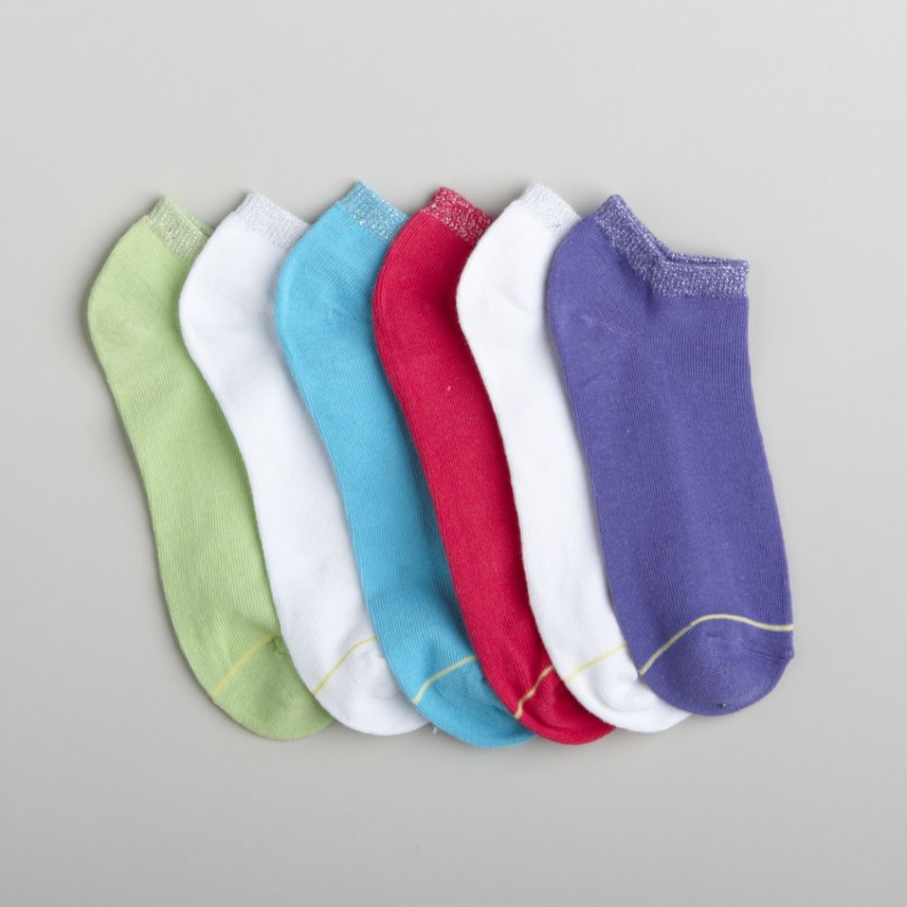 Joe Boxer Girl's 6-11 Six-Pair Assorted Lurex Trimmed No-Show Socks at Sears.com