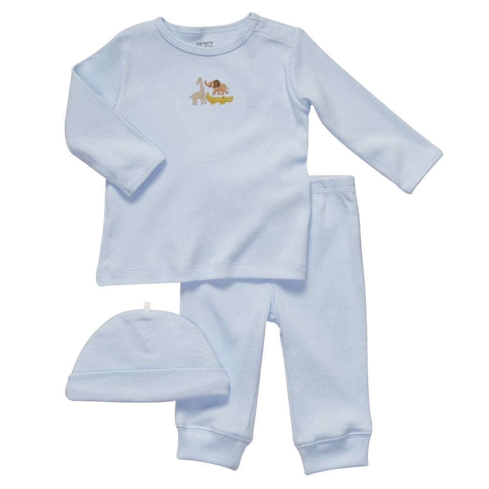 Carter's Newborn Boy's 3 Piece Ribbed Pantset with Cap at Sears.com