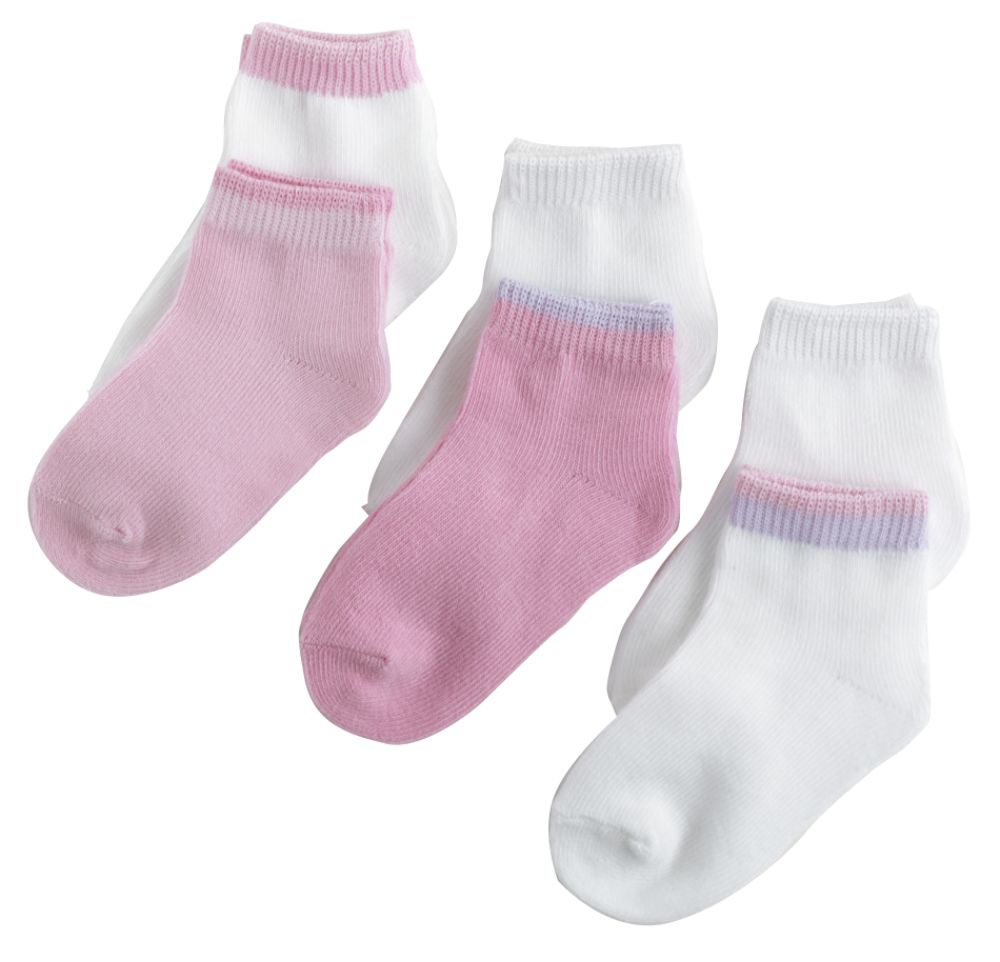 Little Wonders Girl Sport Anklet Socks 6 Pack White, Pink, Lavender;Multi-color