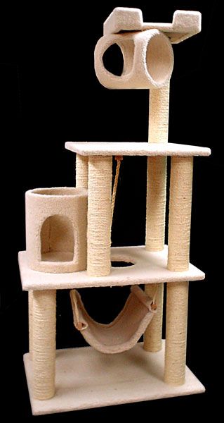 Majestic Pet Products 62" Kitty Cat Furniture Scratcher Sisal Scratching post Condo House Tree