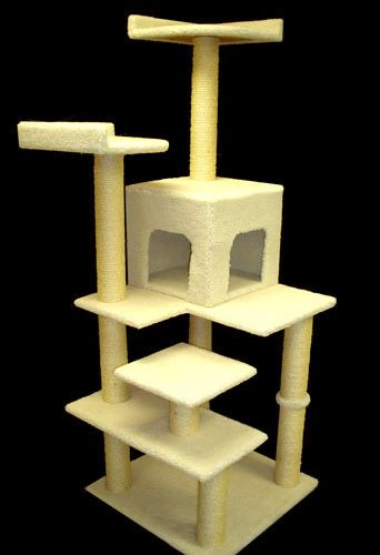 Majestic Pet Products 66" Kitty Cat Furniture Scratcher Sisal Scratching post Condo House Tree