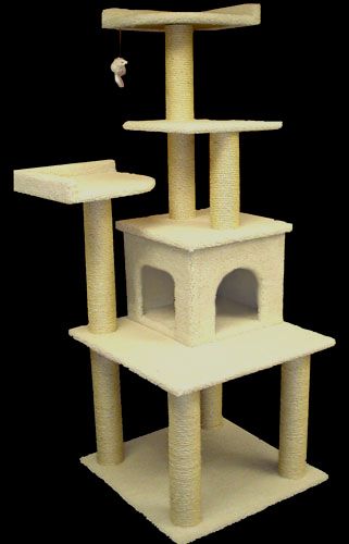Majestic Pet Products 64" Kitty Cat Furniture Scratcher Sisal Scratching post Condo House Tree