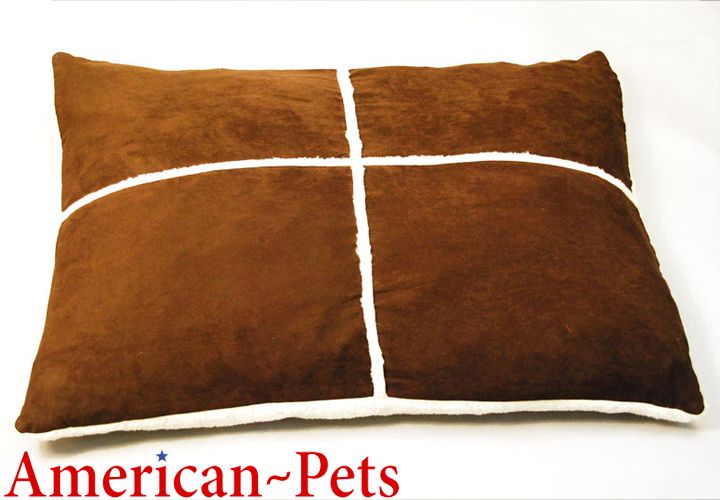 American Pets Large Suede and Berber Cross Hatch Pattern Dog Pet Bed