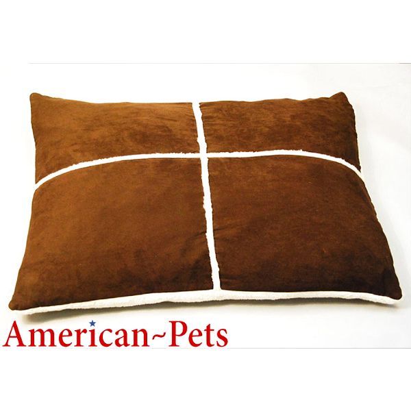 American Pets Large Suede And Berber Cross Hatch Pattern Dog Pet Bed SBXB-Choc