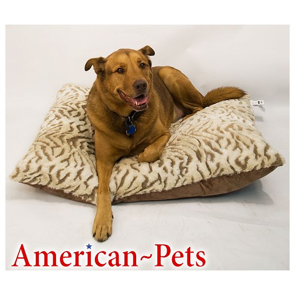 American Pets Extra Large Tan Tiger Animal Print Dog Pet Bed 30" X 40" APB-T tan