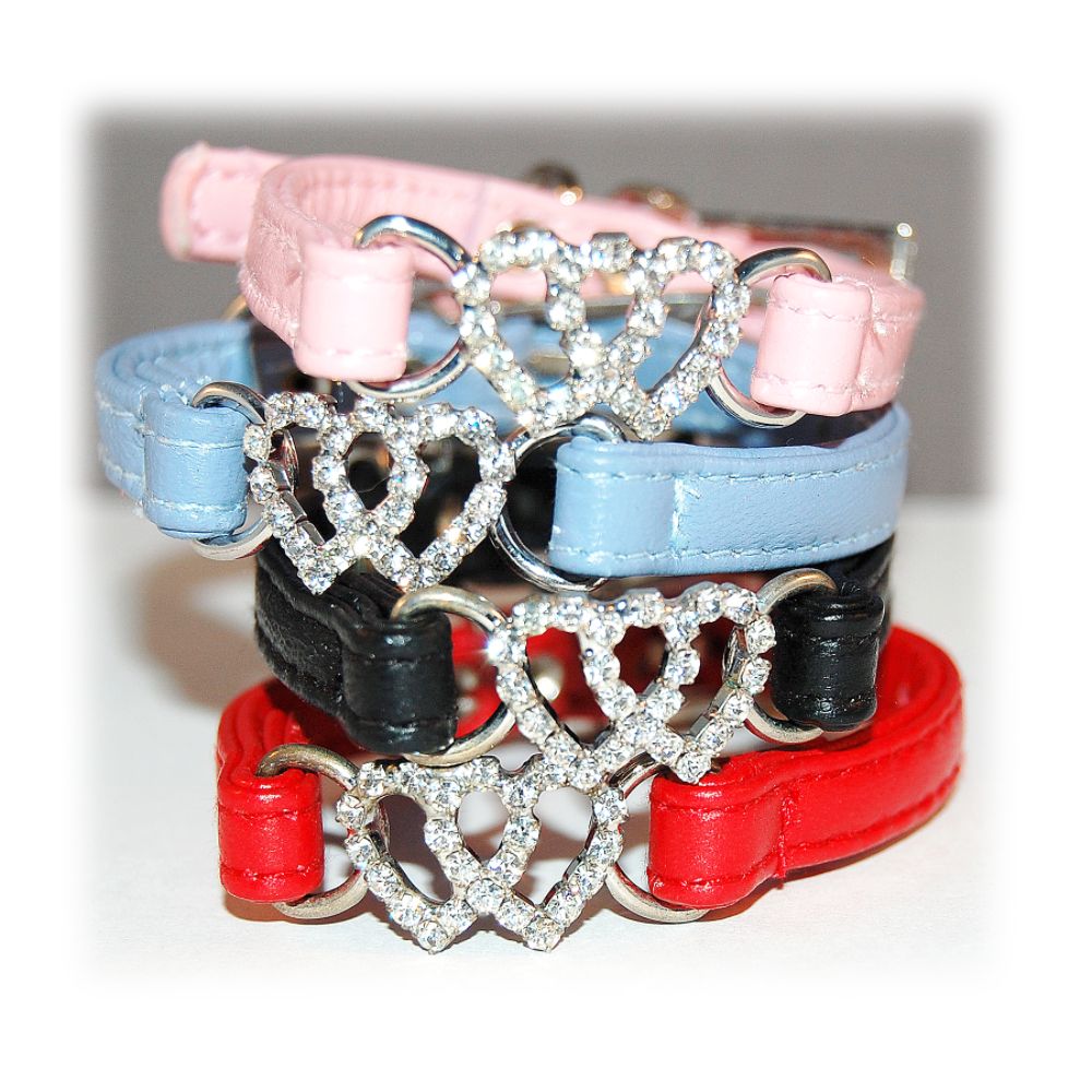 Anima&nbsp; 10 Inch Double Heart Leather Collars