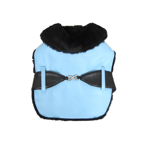 Anima Faux Leather Coat - Blue, Large B048901-L-Blue
