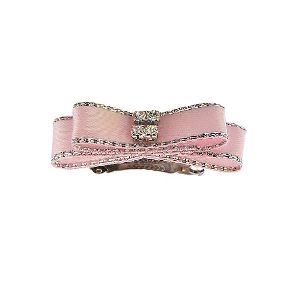 Anima Pink Satin Dog Bow Barrettes - 6 Per Pack H214 Pink
