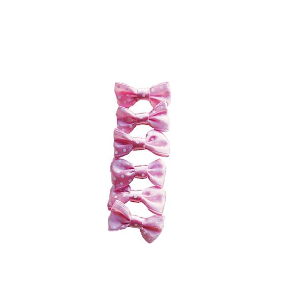 Anima Pink Satin Polka Dot Dog Bow Barrettes - 6 Per Pack H216 Pink