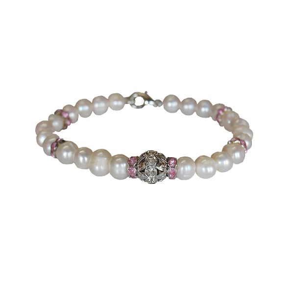 Anima Single Pearl Necklace-12" Pink Rings PB007-12