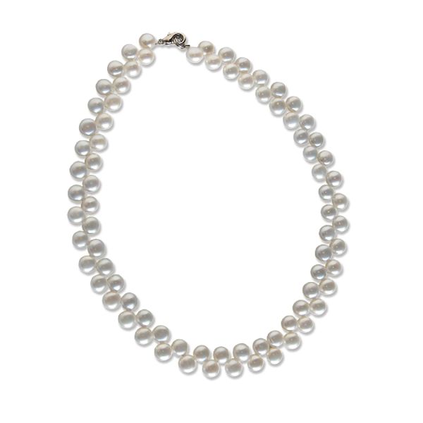 Anima Double White Pearl Necklace-12" PB005-12