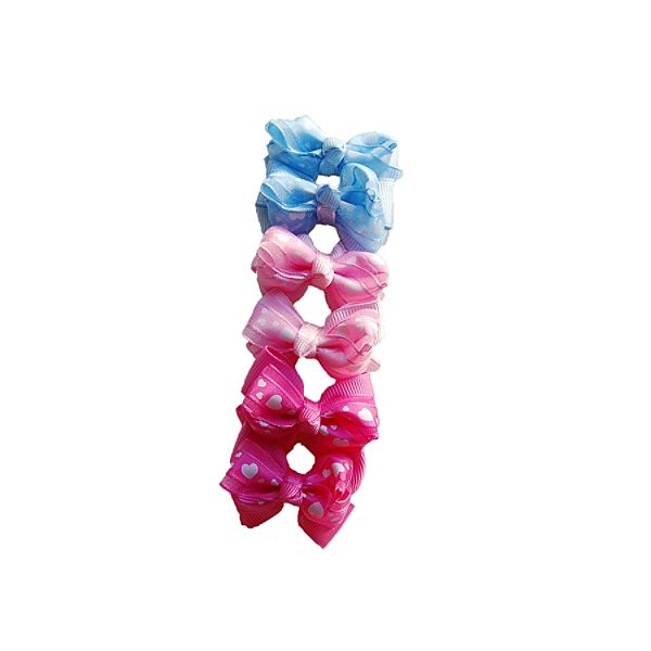Anima Barrettes Bow, Mixed Heart, Red,pink,blue- 6 Per Pack H217 Mixed