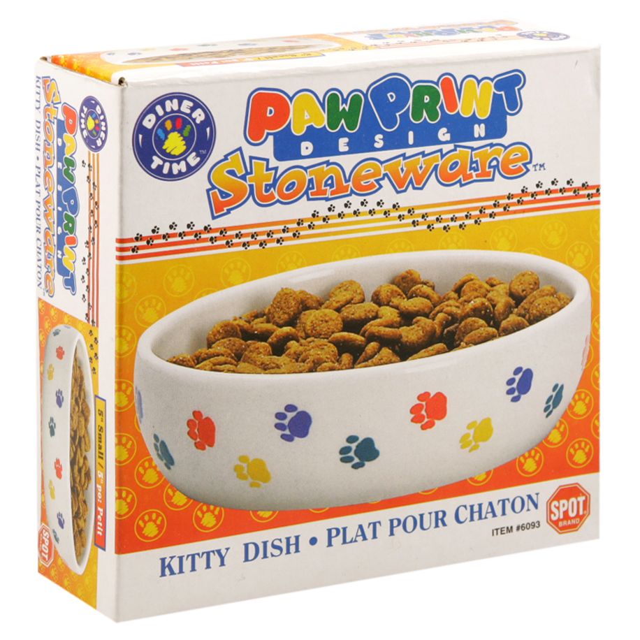 Ethical Products Inc. Spot Dinner Time Kitty Dish, Paw Print Design Stoneware, Small, 5-inch, 1 dish at Kmart.com