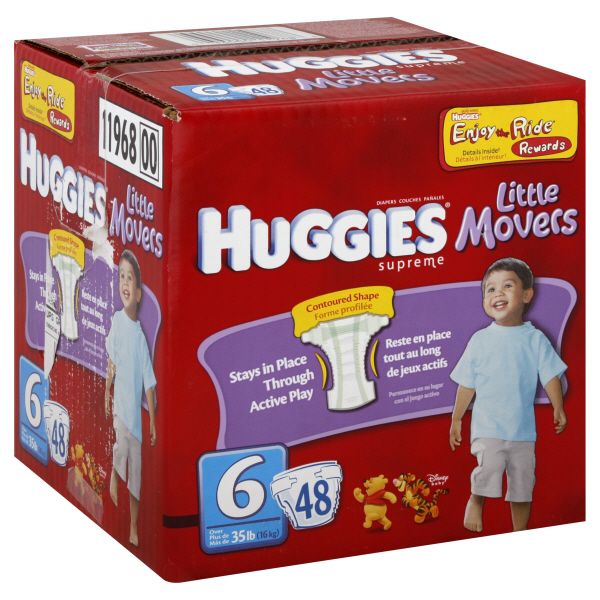 Huggies Supreme Little Movers Diapers, Size 6 (Over 35 lb), Disney Baby, 48 diapers