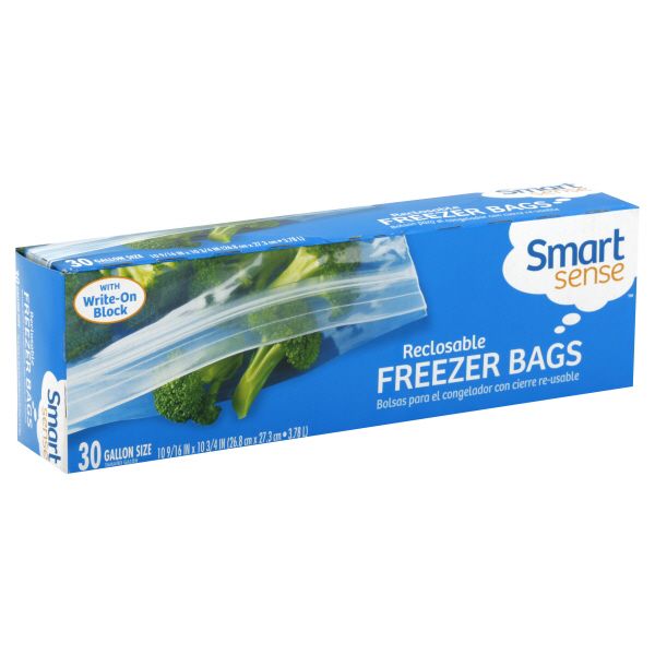 Smart Sense Freezer Bags, Reclosable, Gallon Size, 30 bags at Kmart.com