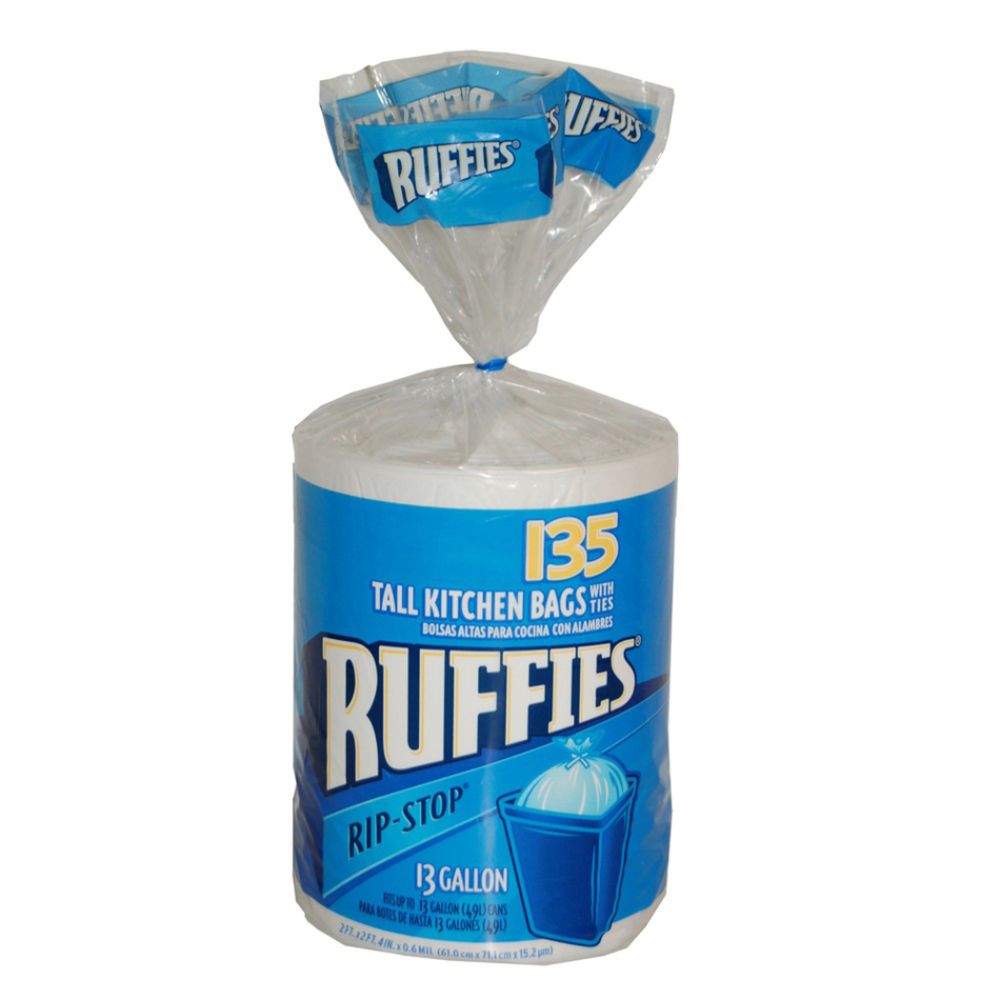 Ruffies Rip Stop Trash Bags 13 Gallon Tall Kitchen 135 Count at Kmart.com