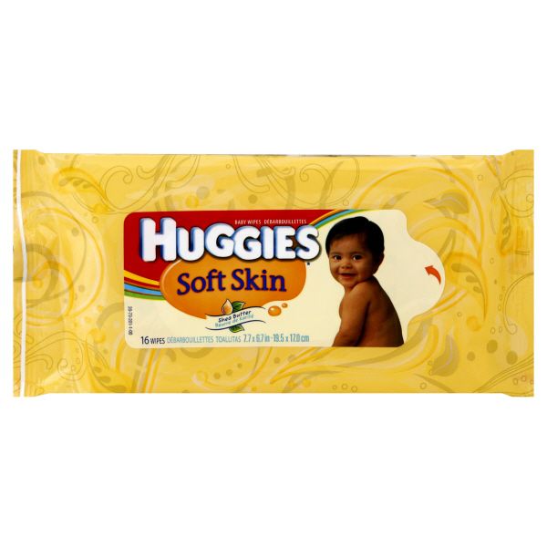 Huggies Soft Skin Baby Wipes, Shea Butter, 16 wipes