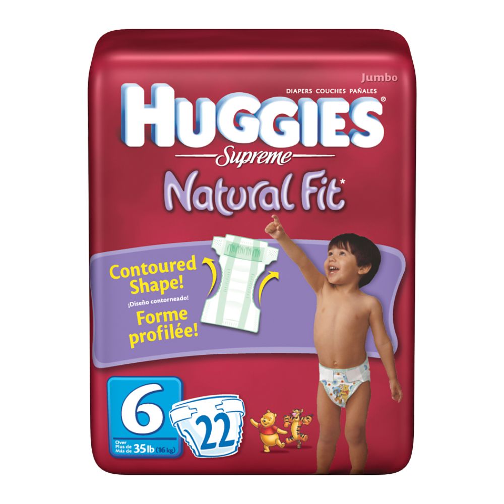 Huggies Supreme Natural Fit 22 Count Size 6 35+ Pound Winnie The Pooh Diapers Soft Pack